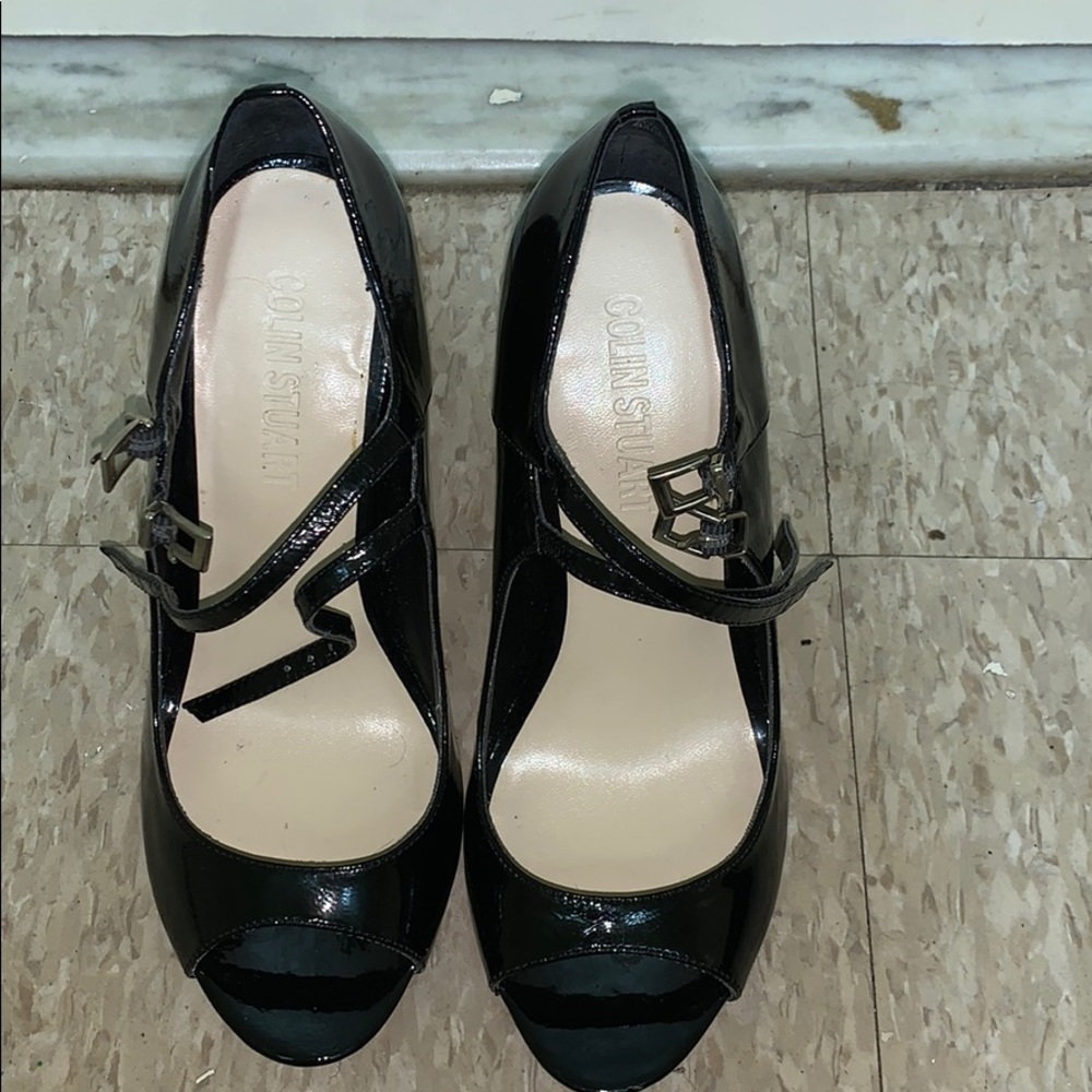 Black opened toed high heels